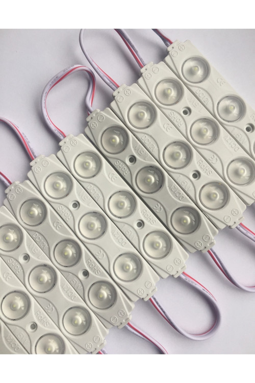 3 Ledli Parmak Led Modül 1.5w 2835 Smd Mercekli Beyaz Kasa,gün Işığı 12v 10 Adet