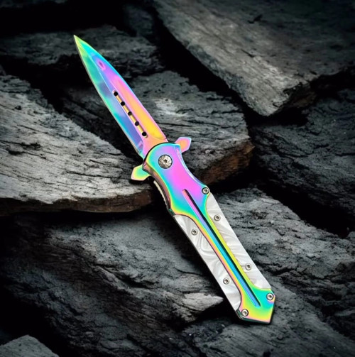 Knivox Browning Gökkuşağı Sedef Kabze Auto Kamp Çakısı