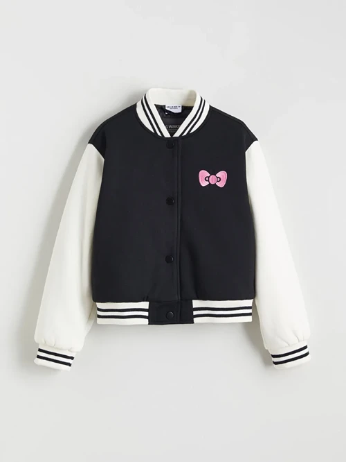 Siyah Hello Kitty Baskılı Kız Çocuk Kolej Ceket
