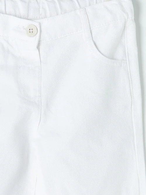 Beyaz Wideleg Kız Çocuk Gabardin Pantolon