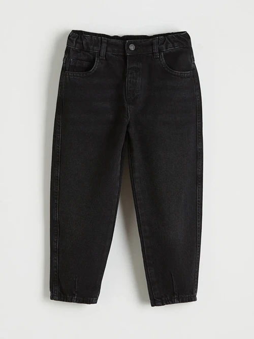 Siyah Beli Lastikli Loose Fit Erkek Çocuk Jean Pantolon