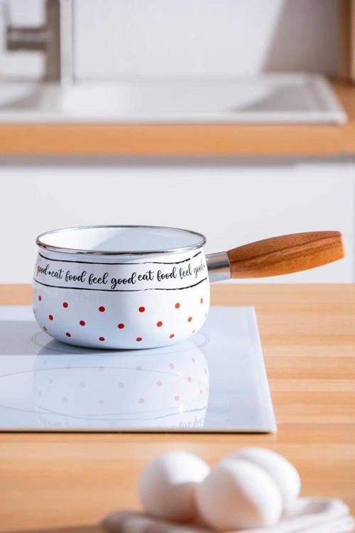 Royal 16 cm Emaye Ahşap Saplı Sütlük Sosluk XAP-06675
