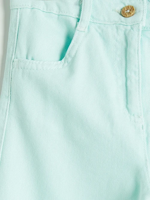 Turkuaz Regular Fit Kız Çocuk Gabardin Pantolon