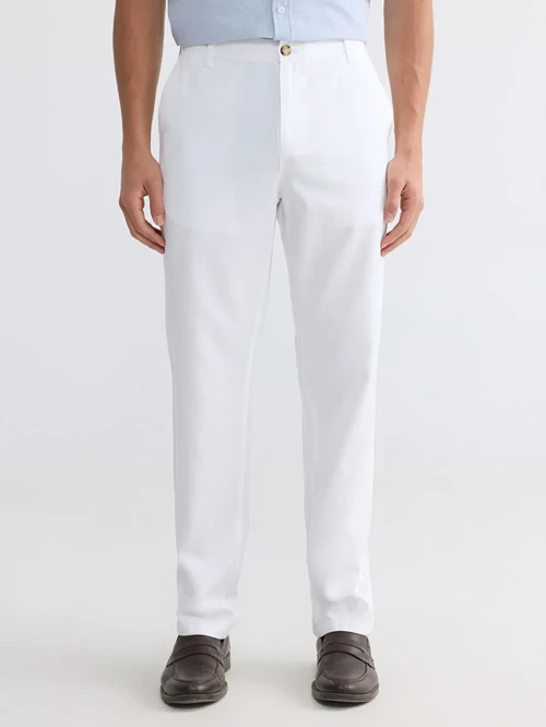 Beyaz Regular Fit Erkek Chino Pantolon