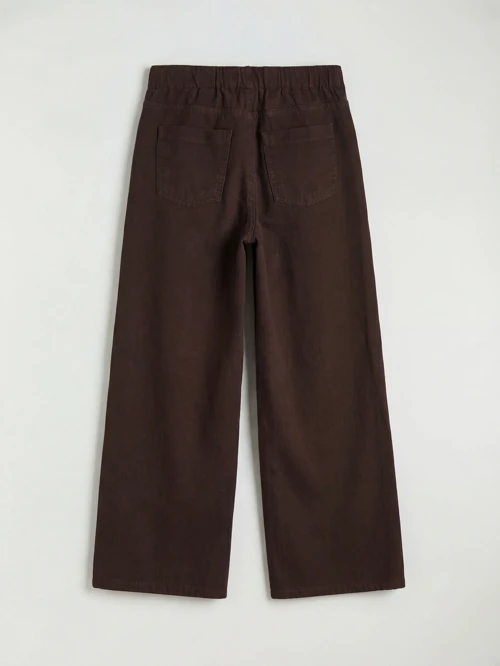 Kahverengi Wideleg Gabardin Kız Çocuk Pantolon