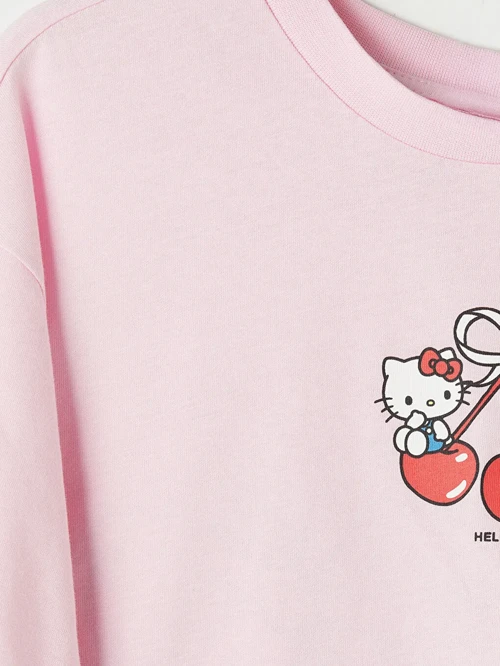 Pembe Hello Kitty Baskılı Kız Çocuk Şortlu Takım