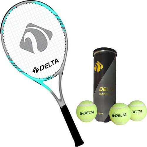 Flame 27 İnç Tek Parça L1 Grip Kort Tenis Raketi + Çantası + 3 Adet Tenis Maç Topu Seti
