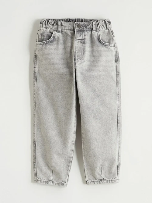 Gri Baggy Fit Erkek Çocuk Jean Pantolon