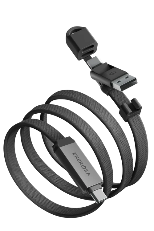 Sheath Travel 1.2M 60W 2in1 Type-C to Type-C ve USB-A Hızlı Şarj Kablo - Gümüş