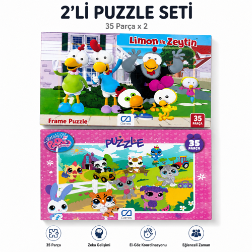 2’li Çocuk Puzzle Seti – 35 Parça Eğitici Yapboz