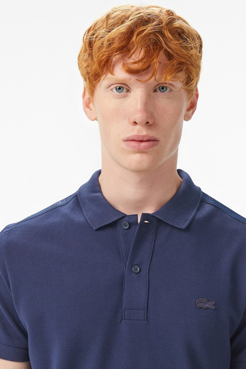 Men's Regular Fit Polo T-shirt Erkek Şerit Detaylı Polo Yaka Tişört Lacivert