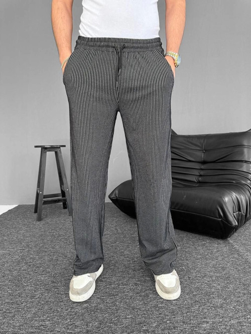 Su Yolu Çizgili Cepli Pantalon - Siyah - S - Siyah