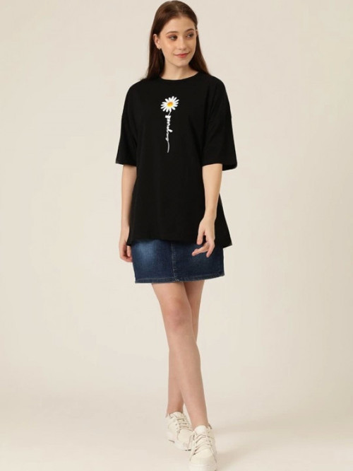 Baskılı T-shirt - Siyah - M - Siyah