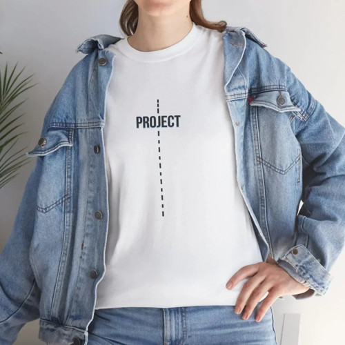 Unisex Bisiklet Yaka Baskılı T-Shirt - Beyaz - L - Beyaz