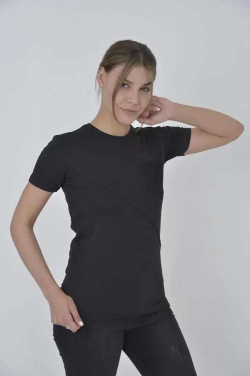 File Cepli Slim Fit T-shirt - Siyah - L - Siyah
