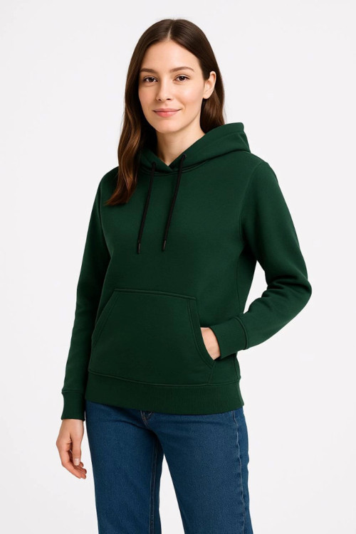 Üç İplik Kapüşonlu Kanguru Çepli SweatShirt Hoodie - Haki - XL - Haki