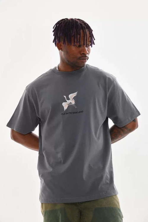 Unisex Baskılı Oversize T-Shirt - Füme - L - Füme