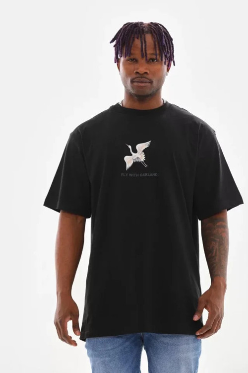 Unisex Baskılı Oversize T-Shirt - Siyah - S - Siyah