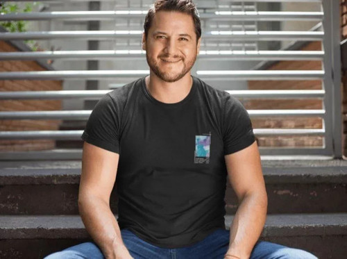 Erkek Bisiklet Yaka Baskılı Oversize T-Shirt - Siyah - S - Siyah