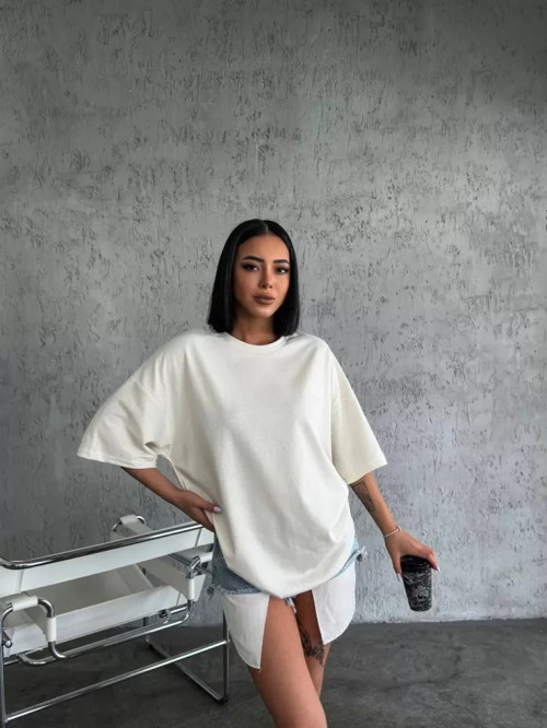 Düz Biskilet Yaka T-shirt - Beyaz - M - Beyaz