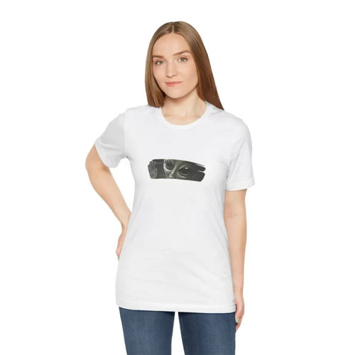Unisex Bisiklet Yaka Baskılı T-Shirt - Beyaz - M - Beyaz