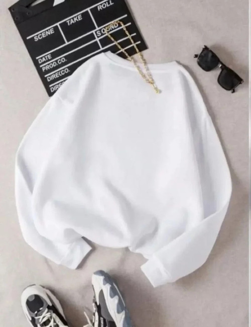 Üç İplik Biskilet Yaka Basic SweatShirt - Beyaz - S - Beyaz