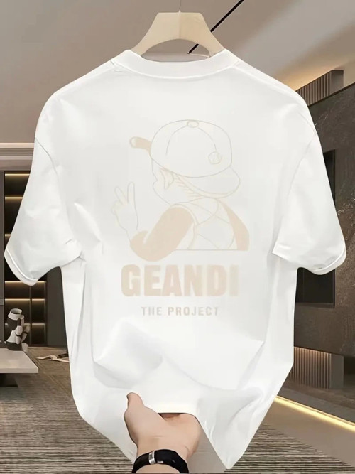Geniş Kesim Pamuklu Tişört - GANDHI The Project Baskılı, Beyaz, Rahat Kesim, Kısa Kollu, Günlük Kıyafet, Her Gün Giyilebilecek Tişört- Beyaz - S - Beyaz