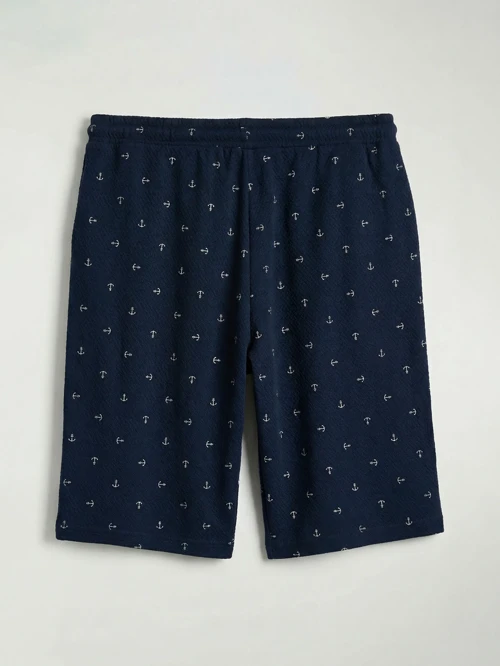 Lacivert Standart Kalıp Desenli Pijama Alt Şort