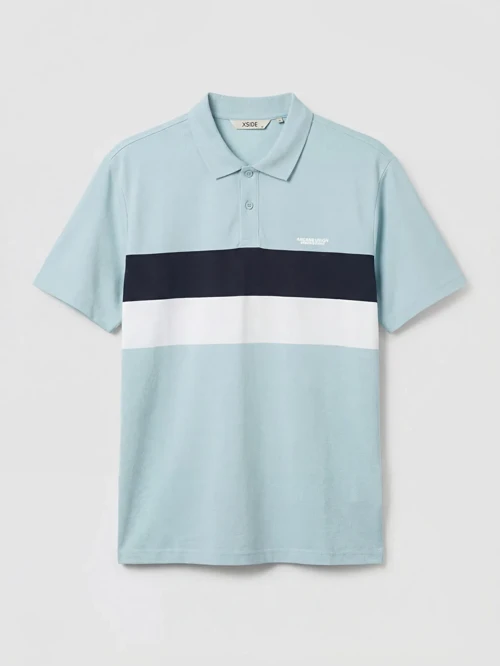 Mavi Polo Yaka Oversize Erkek Penye Tişört