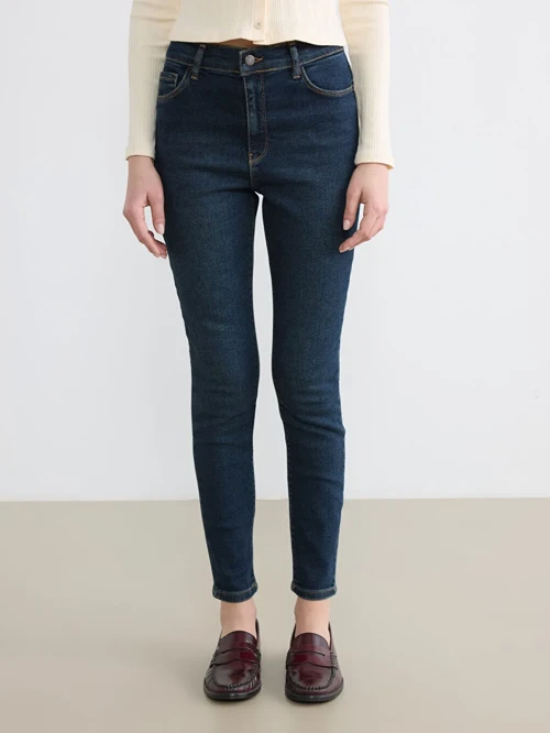 İndigo Yüksek Bel Süper Skinny Fit Kadın Jean Pantolon