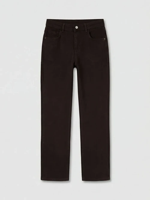 Kahverengi Straight Fit Kadın Jean Pantolon