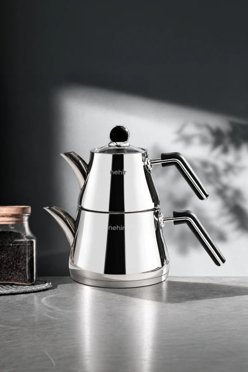 Luna Midi Büyük Boy Paslanmaz Çelik 0.75-1.50 Litre Çaydanlık Takımı
