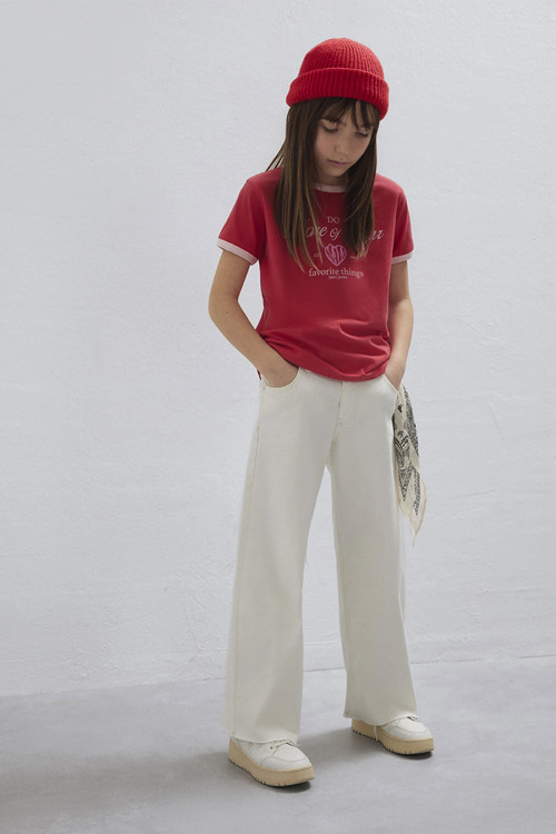 Lory Wide Leg Normal Bel Bol Paça Jeans Kız Çocuk Kot Pantolon 7010036-89487 EKRU