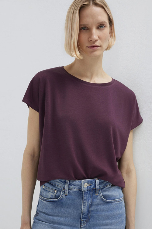 Yuvarlak Yaka Bol Rahat Bayan T Shirt 167245-70421 BORDO