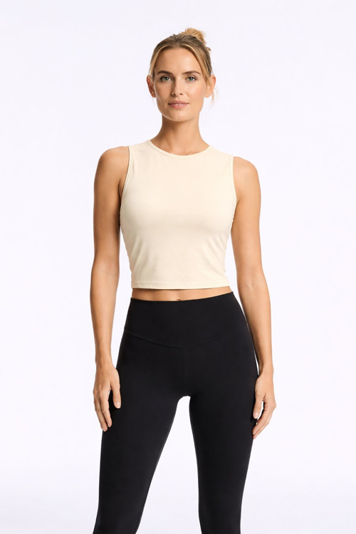 Crop Fit Bisiklet Yaka Bayan Atlet 26Y0713K1 BEJ
