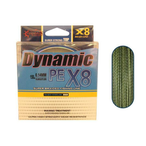 Dynamic Soft PE 8 Örgü Spin İp Misina 150mt Yeşil Standart-0.12 MM