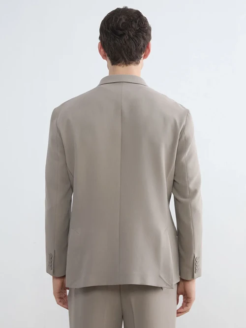 Bej Standart Kalıp Erkek Blazer Ceket