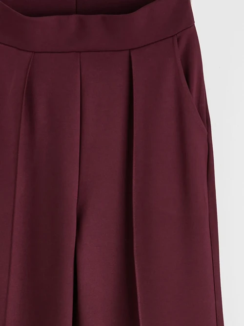 Bordo Standart Fit Geniş Paça Kadın Pantolon