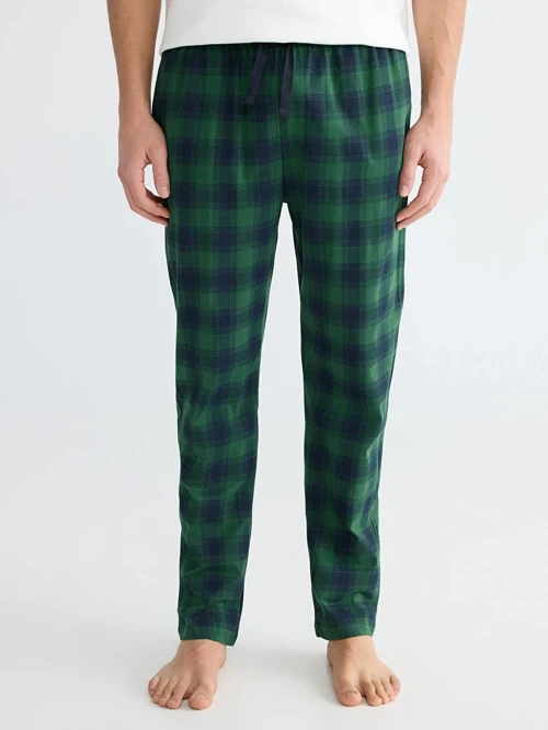 Yeşil Standart Kalıp Ekose Erkek Pijama Alt