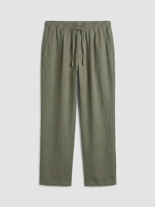 Haki Regular Fit Keten Görünümlü Erkek Pantolon