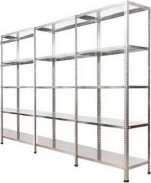 5 Katlı 3'lü Bitişik 31x75x200 Cm Galvaniz Çelik Raf. Depo,kiler,arşiv,bakkal,market Rafı