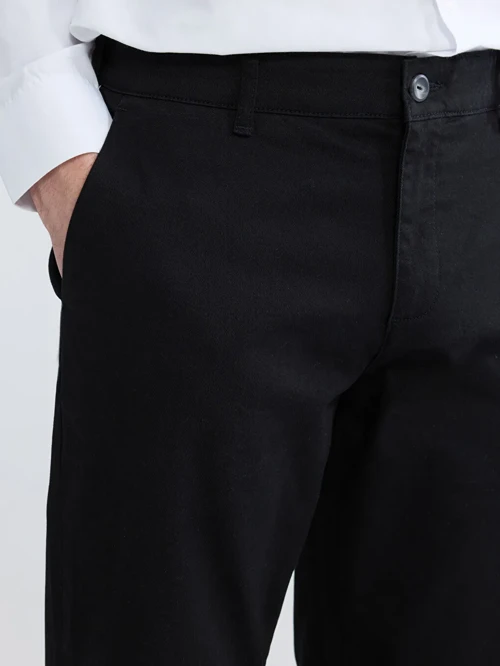 Siyah Standart Kalıp Erkek Chino Pantolon