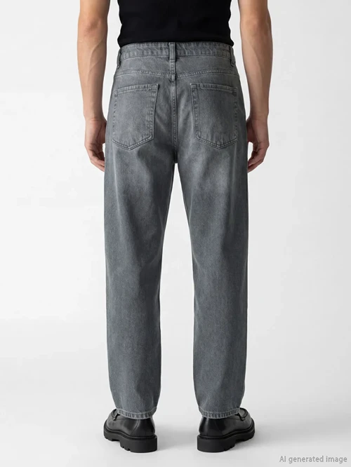 Gri Balloon Fit Erkek Jean Pantolon