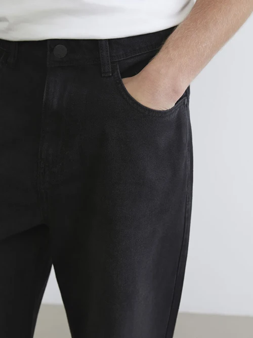 Siyah Baggy Fit Erkek Jean Pantolon