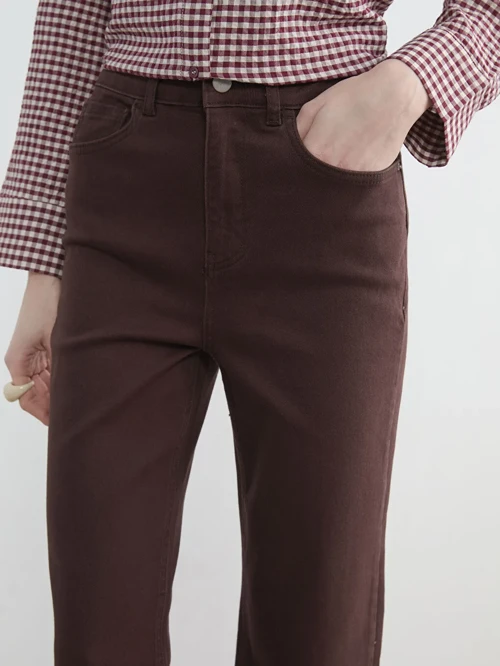 Kahverengi Straight Fit Kadın Jean Pantolon