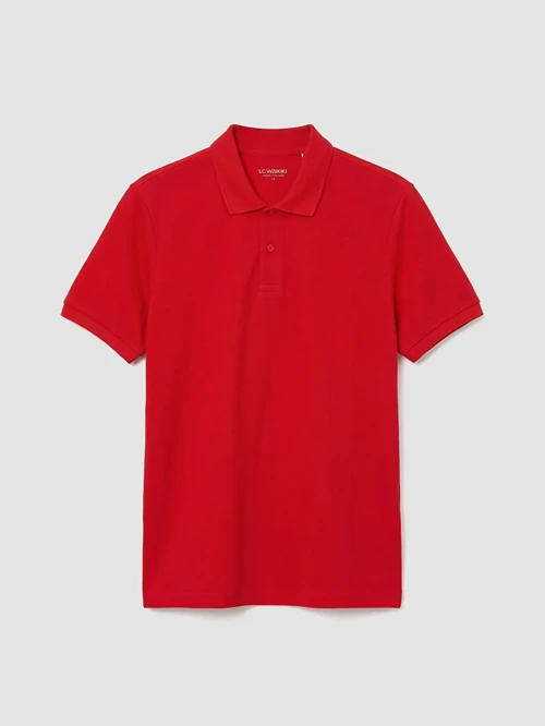 Kırmızı Polo Yaka Pike Erkek Tişört