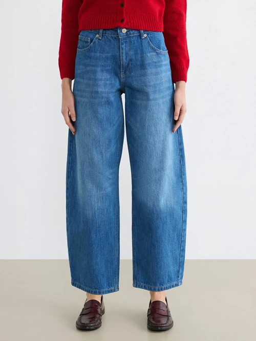 İndigo Barrel Fit Kadın Jean Pantolon