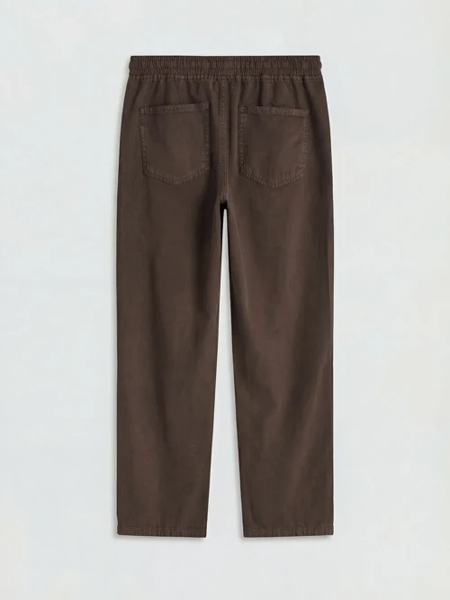 Kahverengi Beli Lastikli Balloon Fit Kadın Jean Pantolon