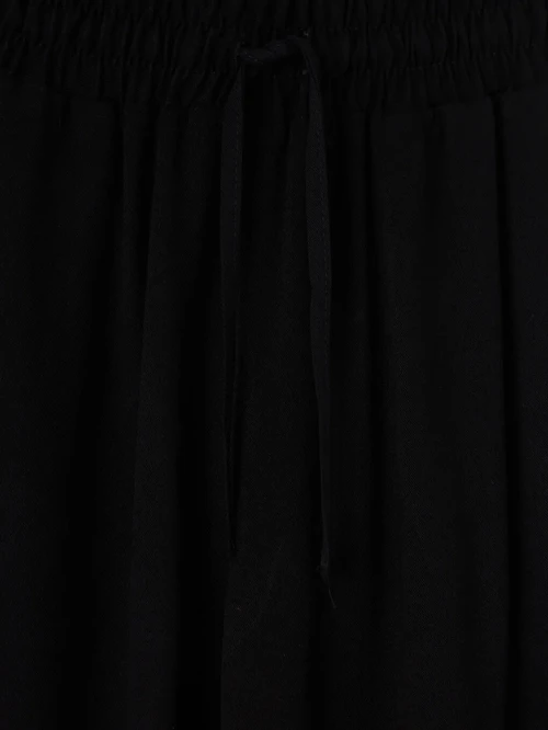 Siyah Beli Lastikli Geniş Paça Kadın Pantolon