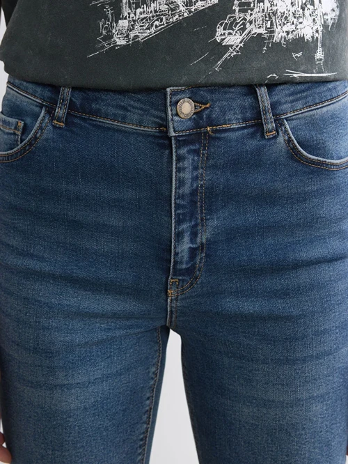İndigo Yüksek Bel Süper Skinny Fit Kadın Jean Pantolon